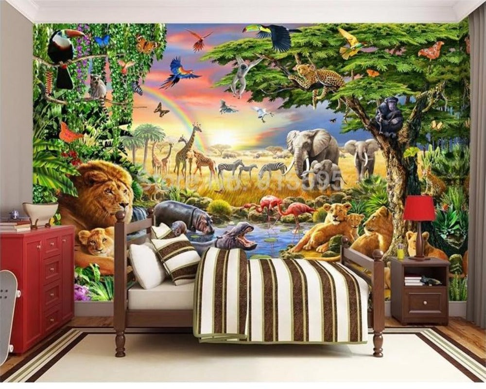 3D Wallpaper Cartoon Animal Jungle