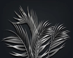 3D Wallpaper Black Tropical Steel Leaf 
