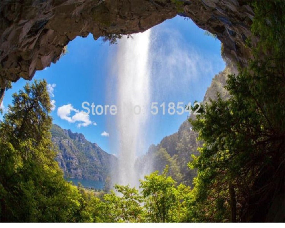 3D Wallpaper Cave Waterfall SKU# WAL0209