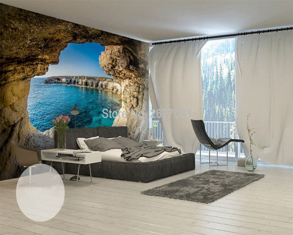 3D Wallpaper Mystery Cave Seascape SKU# WAL0235