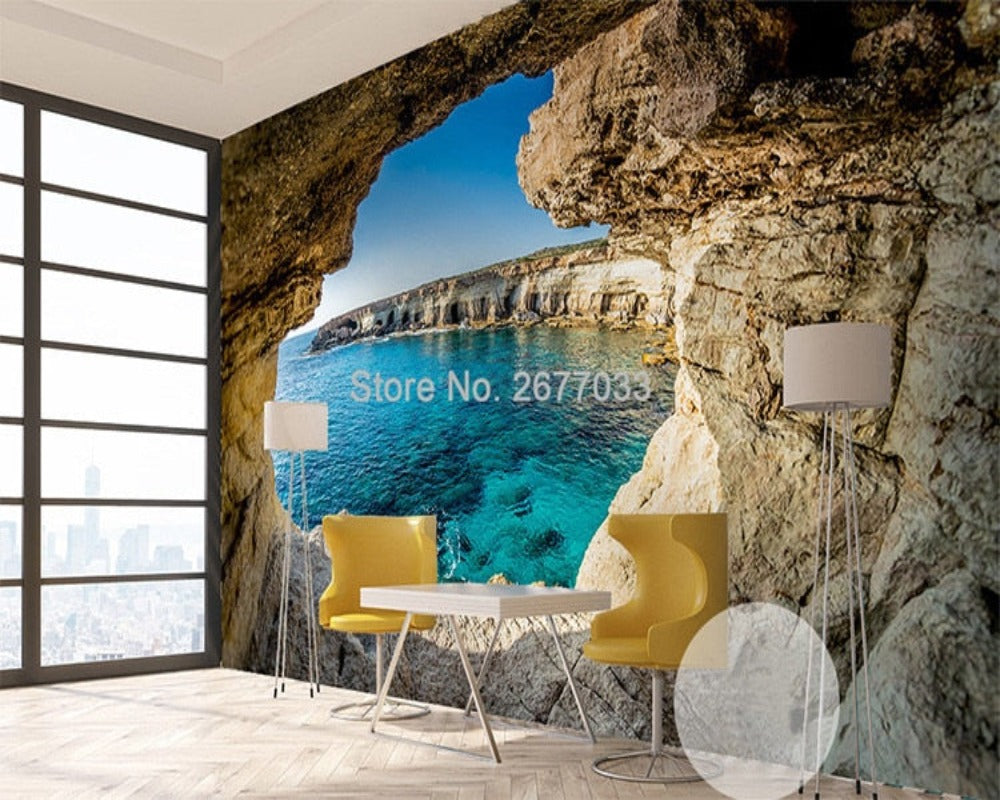 3D Wallpaper Mystery Cave Seascape SKU# WAL0235