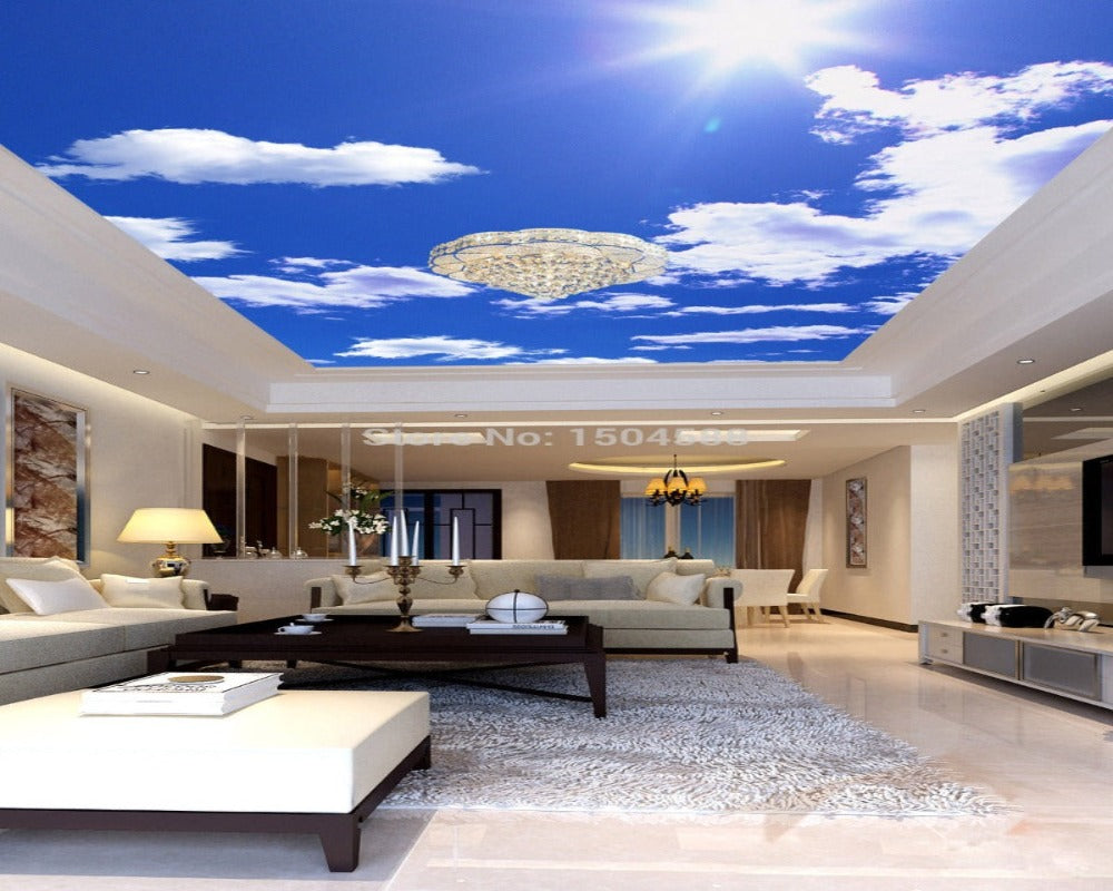 3D Ceiling Paper Blue & White Clouds SKU# WAL0171