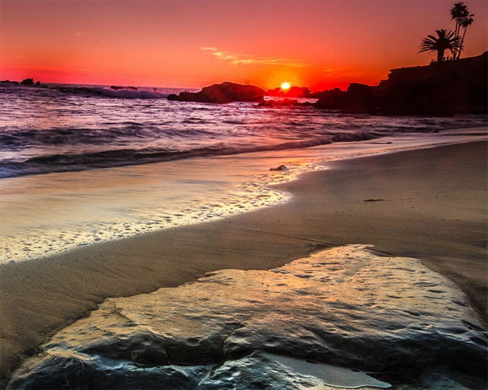 3D Wallpaper Romantic Seaside Sunset SKU# WAL0090