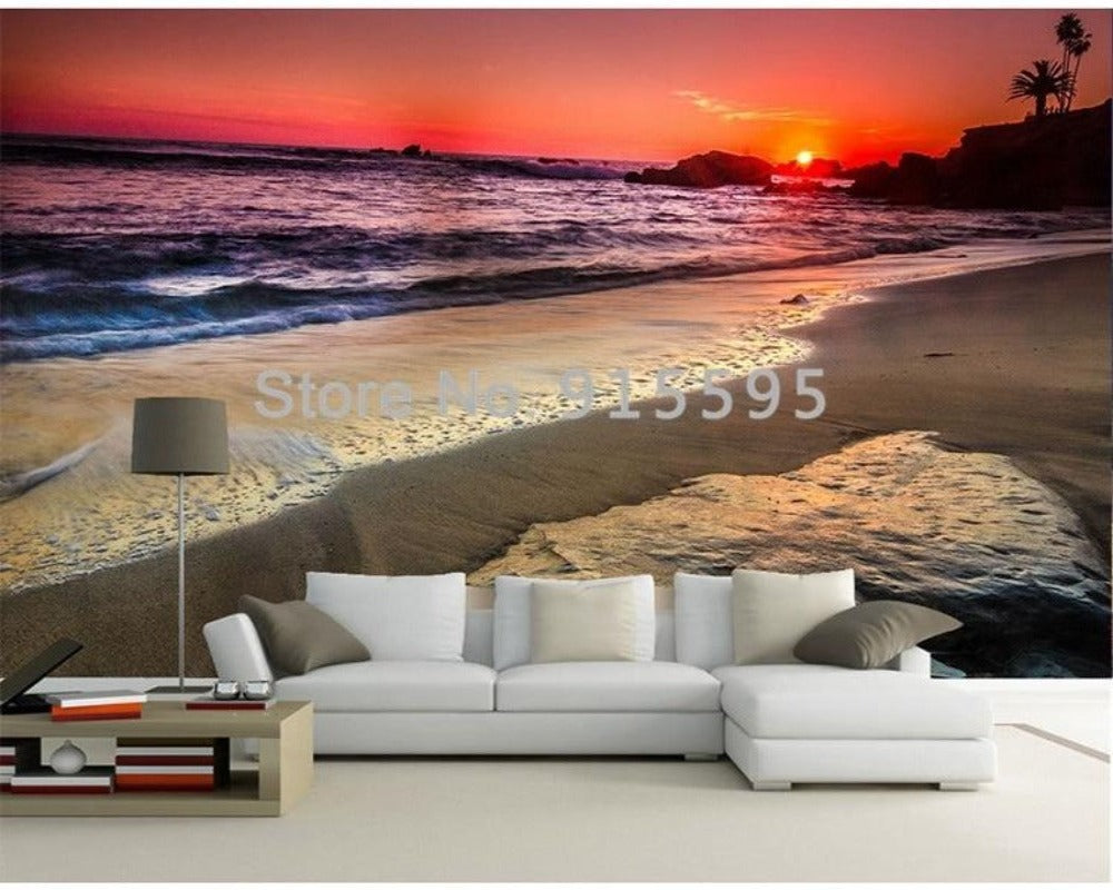 3D Wallpaper Romantic Seaside Sunset SKU# WAL0090