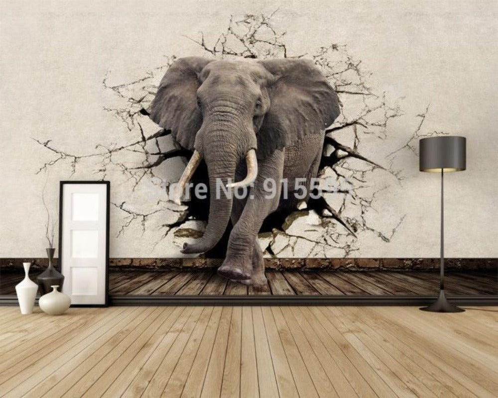 3D Wallpaper Charging Elephant