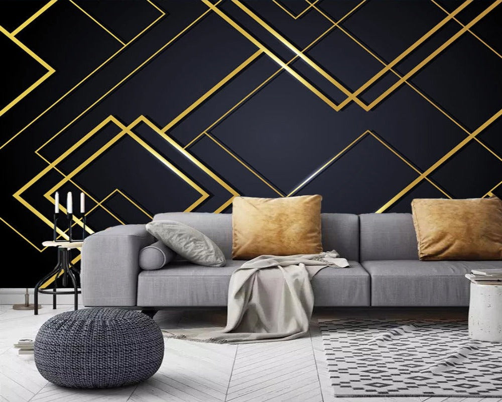 3D Wallpaper Golden Lines Series 