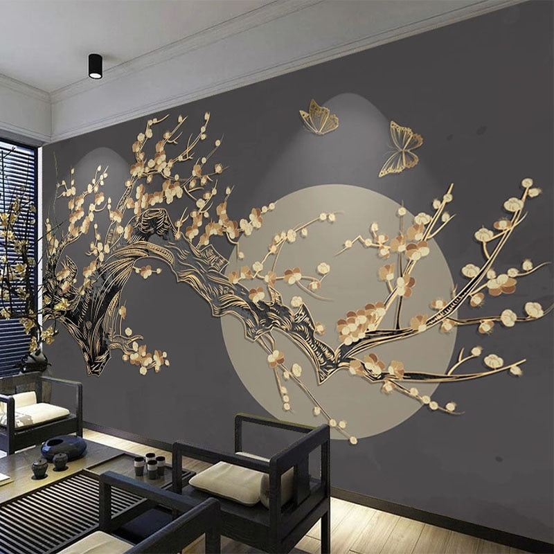 3D Wallpaper Chinese Blossom Moon 