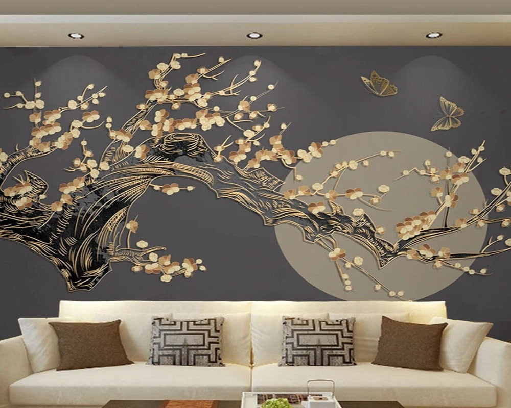 3D Wallpaper Chinese Blossom Moon 