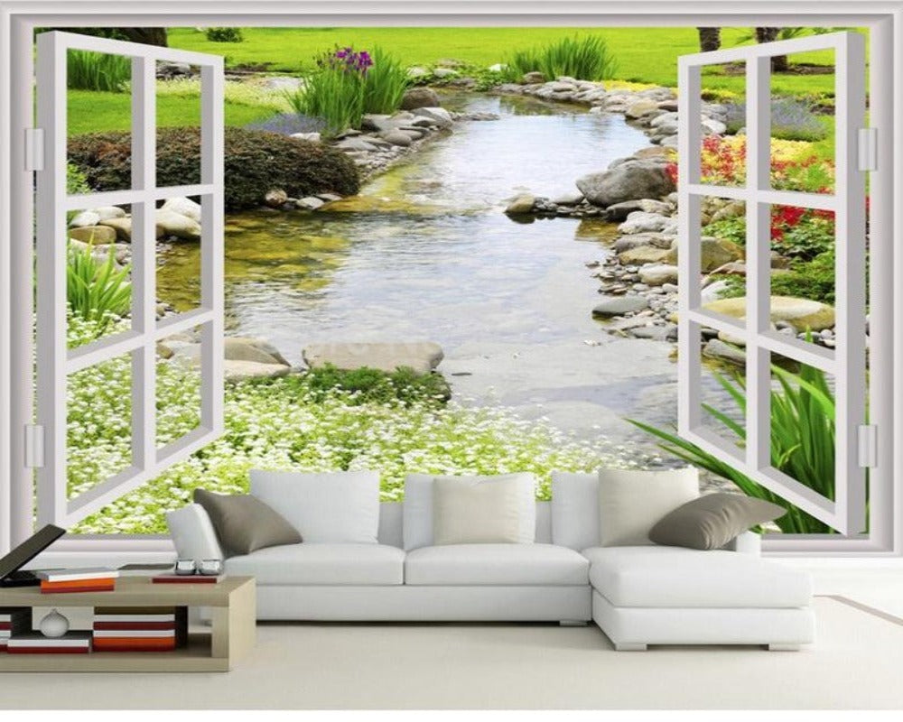 3D Wallpaper Window Garden SKU# WAL0346