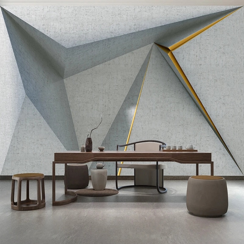 3D Wallpaper Geometric Concrete Lines 