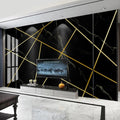 3D Wallpaper Gold & Black Marble 