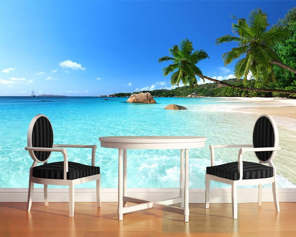 3D Wallpaper Seaside Palm Beach SKU# WAL0294