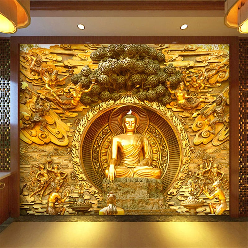 3D Wallpaper Golden Buddha