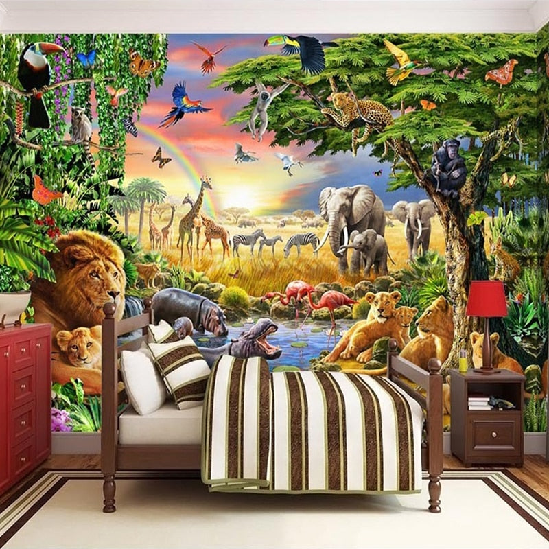 3D Wallpaper Cartoon Animal Jungle
