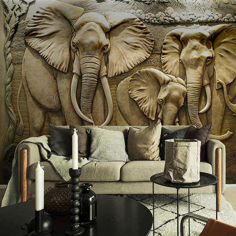 3D Wallpaper Stereo Embossed Elephant SKU# WAL0066