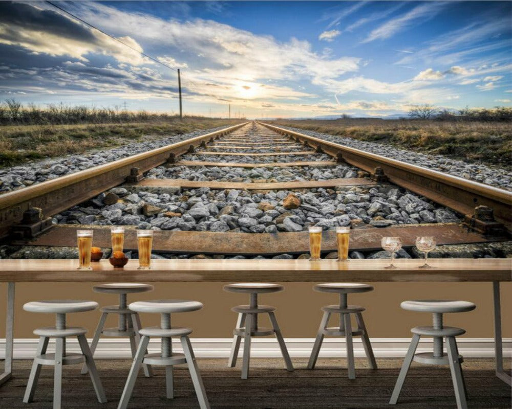 3D Wallpaper Train Tracks SKU# WAL0114
