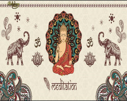 3D Wallpaper Indian Buddha Mural 