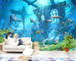 3D Wallpaper Ocean Dolphins