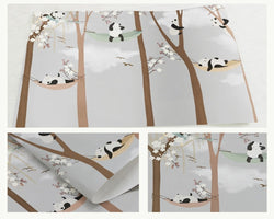 3D Wallpaper Cartoon Panda Trees 
