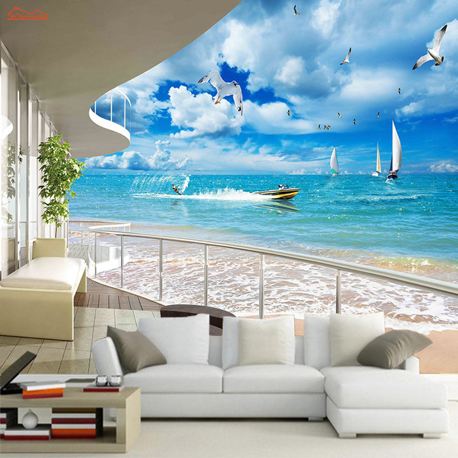 3D Wallpaper Custom Mural Seaside SKU# WAL0141