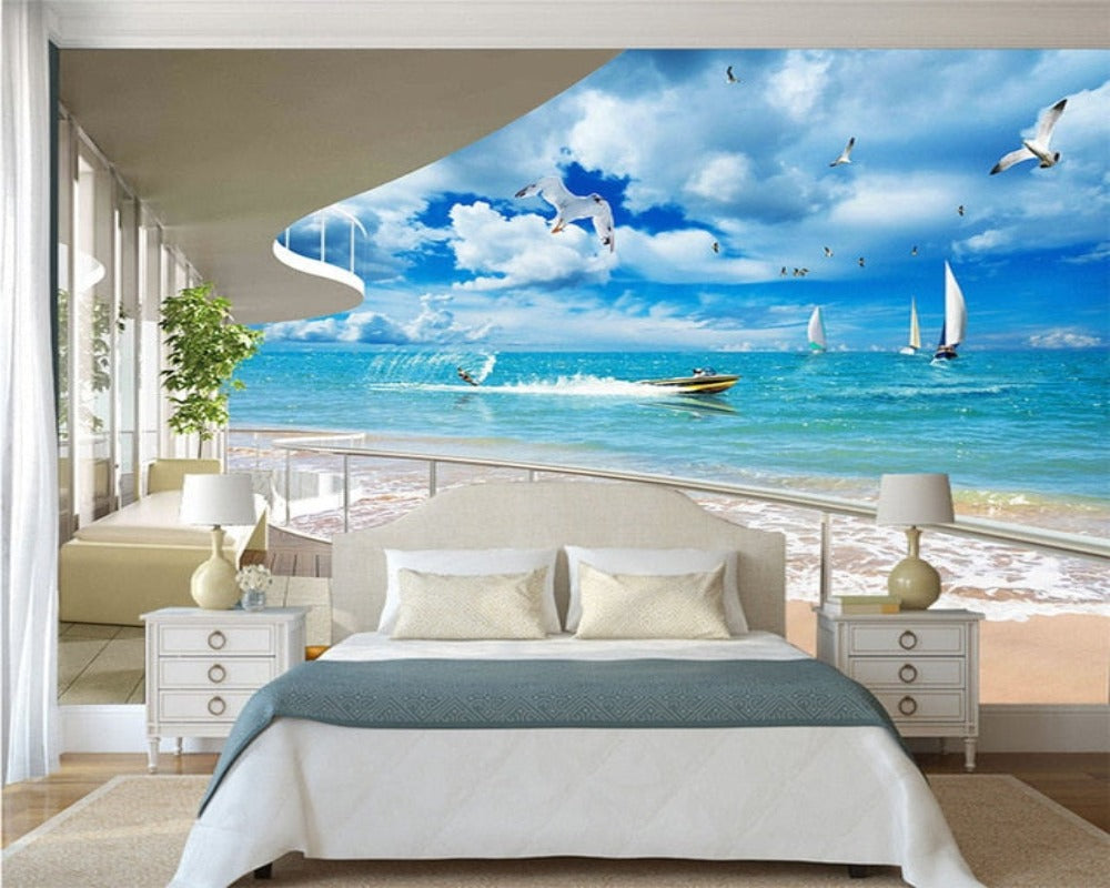 3D Wallpaper Custom Mural Seaside SKU# WAL0141
